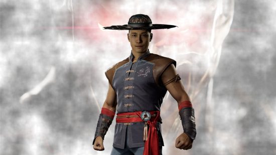 Mortal Kombat 1 preview - Kung Lao in front of a fading Shao Khan