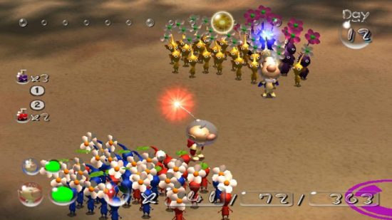 Pikmin history: Olimar and his shipmate Louie both command a small collection of Pikmin