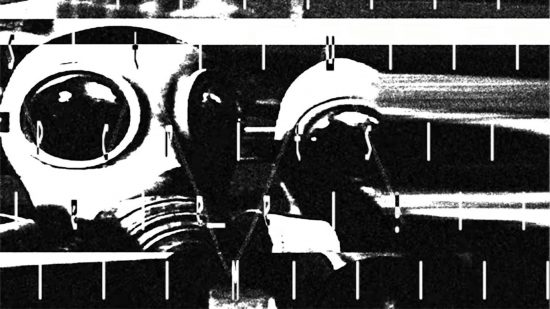 Poppy Playtime Chapter 3 theories - a gas mask on a black and white screen