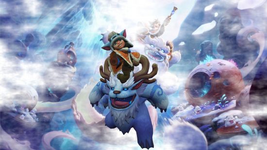 Song of Nunu preview - Nunu and Willump running in front of key art