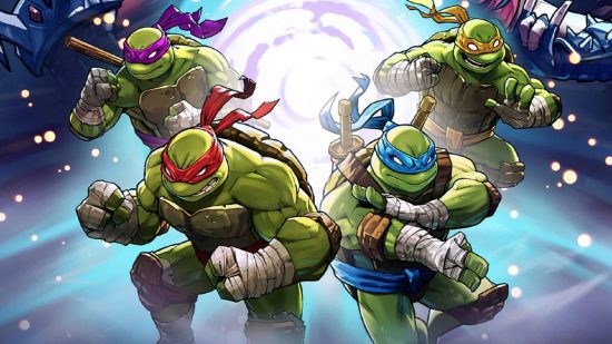 TMNT games: a screenshot shows the Teenage Mutant Ninja Turtles in a video game