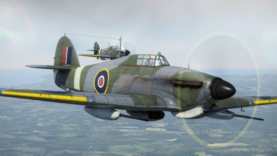 Screenshot of a British Hurricane for best War Thunder planes guide