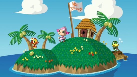 Animal Crossing history: artwork of an island in Animal Crossing