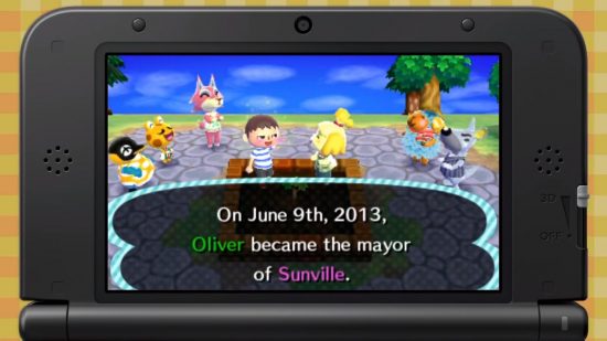 Animal Crossing history: a player starts a new game in New Leaf by planting a tree