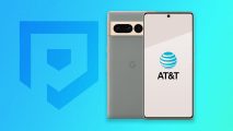 Best AT&T phones - a Google phone in front of a blue background