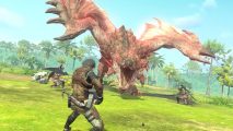 Monster Hunter Now codes: a character facing down a large dragon creature