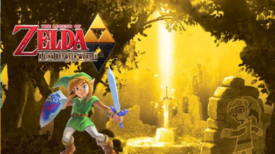 all Zelda games in order A Link Between Worlds official artwork of Link on a scene of the master sword