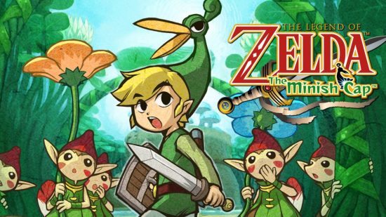 all Zelda games in order: official artwork of the Minish Cap with Link wearing the cap