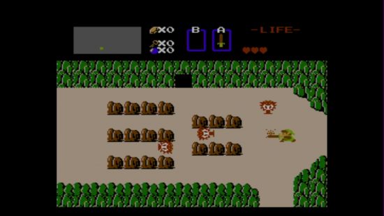 all Zelda games in order the Legend of Zelda: a screenshot of Link in battle with Octoroks