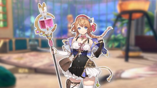 Custom image for Atelier Resleriana release date window news with an in-game character with her staff