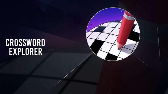 Best word games: Crossword Explorer. Image shows the game's logo and a pen doing a crossword.