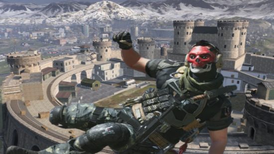 Call of Duty Warzone Mobile download - soldier in front of a castle background
