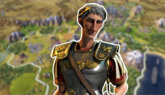 Custom image for Civilization 6 tier list with Julius Caesar on a combat map background