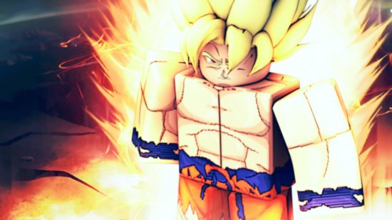 Eternal Tower Defense codes key art showing Goku in Super Saiyan form