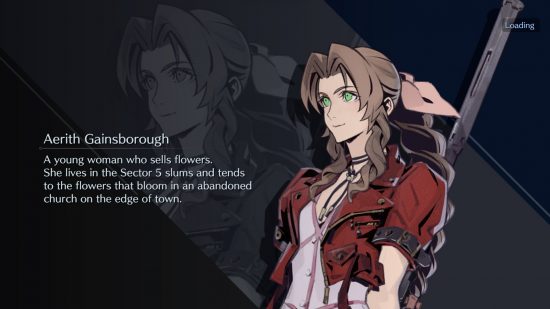 Final Fantasy Ever Crisis tier list - Aerith looking off to the left against a black and grey background