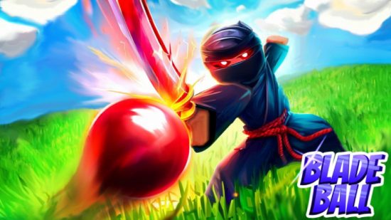Fun Roblox games: a character hits a ball with a sword