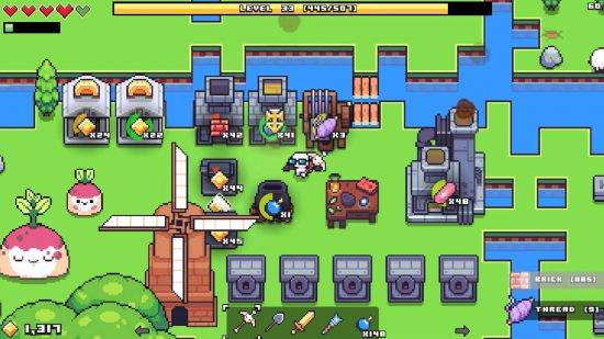 Screenshot of Forager with lots of crafting on screen for best games like Stardew Valley list