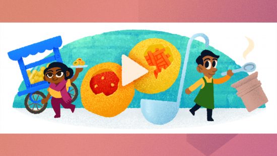 The original art for the Celebrating Pani Puri Google Doodle game