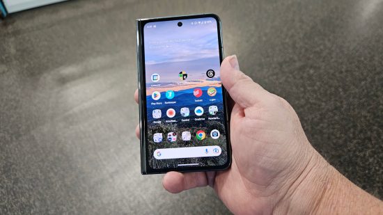 Google Pixel Fold review - a photo of our reviewer's hand holding the Pixel Fold