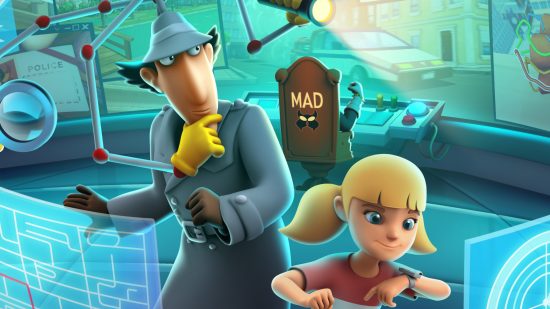 Inspector Gadget Mad Time Party release date: Key art of Inspector Gadget and Penny in a 3D art style