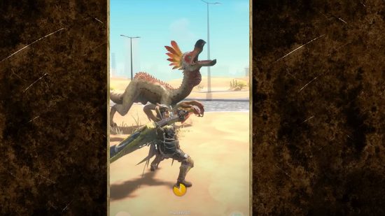 Wywiad z Monster Hunter Now: gracz używa długiego miecza, aby zaatakować potwora