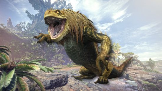 Monster Hunter Now monsters - a Great Jagras against a rocky background