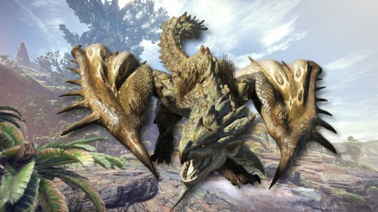 Monster Hunter Now monsters - a Rathian against a rocky background