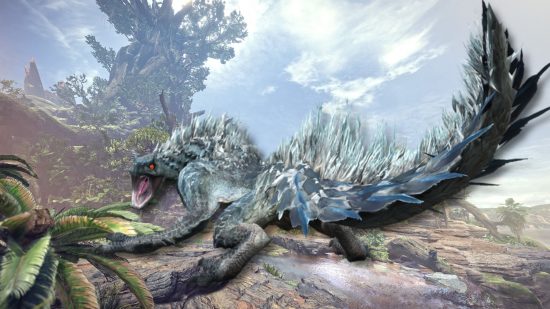 Monster Hunter Now monsters - a Tobi-Kadachi against a rocky background