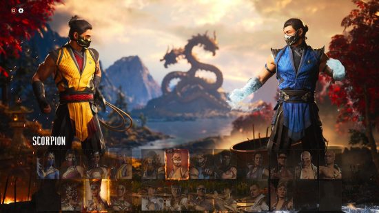 Mortal Kombat lore Scorpion and Sub-Zero in the character select screen