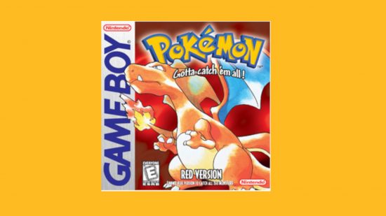 Pokemon games in order: The box art for Pokemon Red featuring Charizard pasted on a mango background