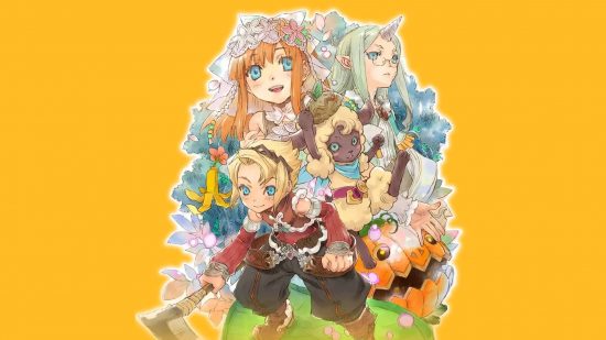 Rune Factory 3 Special review: Several characters from Rune Factory 3 are shown against a yellow background