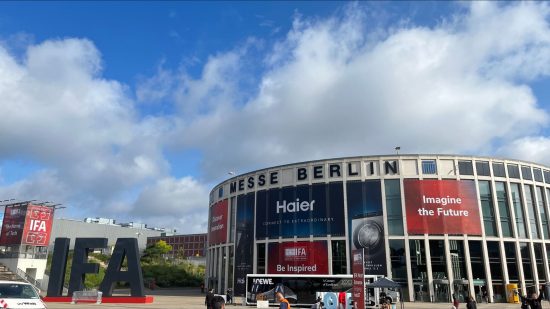 Samsung Benjamin Braun interview header showing a white circular building with Messe Berlin on its top next to a large IFA sign.