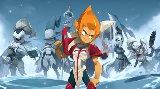WAven preview - a character standing in front of a group of heroes