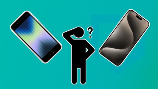 Custom image for 'What iPhone do I have?' guide with a person looking confused between two Apple devices