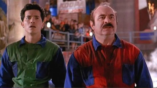 What is Marios last name: a screenshot shows Bob Hoskins and John Leguizamo as Mario and Luigi (respectively) in the 1993 Super Mario Bros motion pictur