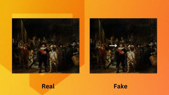The real and fake versions of the ACNH art guide amazing painting