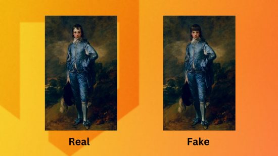 The real and fake versions of the ACNH art guide basic painting