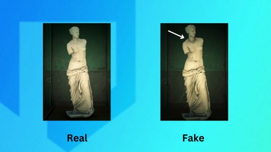 The real and fake versions of the ACNH art guide beautiful statue