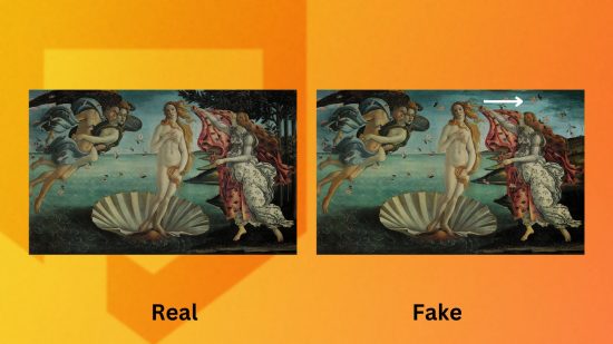 The real and fake versions of the ACNH art guide moving painting