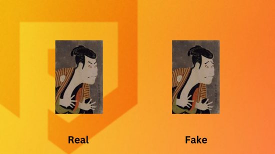 The real and fake versions of the ACNH art guide scary painting