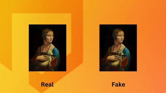 The real and fake versions of the ACNH art guide serene painting