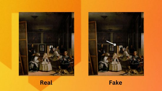 The real and fake versions of the ACNH art guide solemn painting