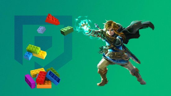 Lego The Legend of Zelda: Link using his power to grab floating lego bricks