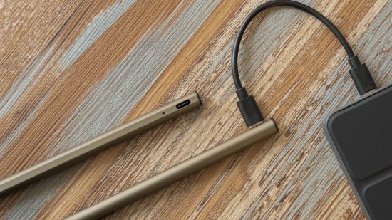 Adonit Note+ 2 review - the Adonit Note+ 2 plugged into a charging cable
