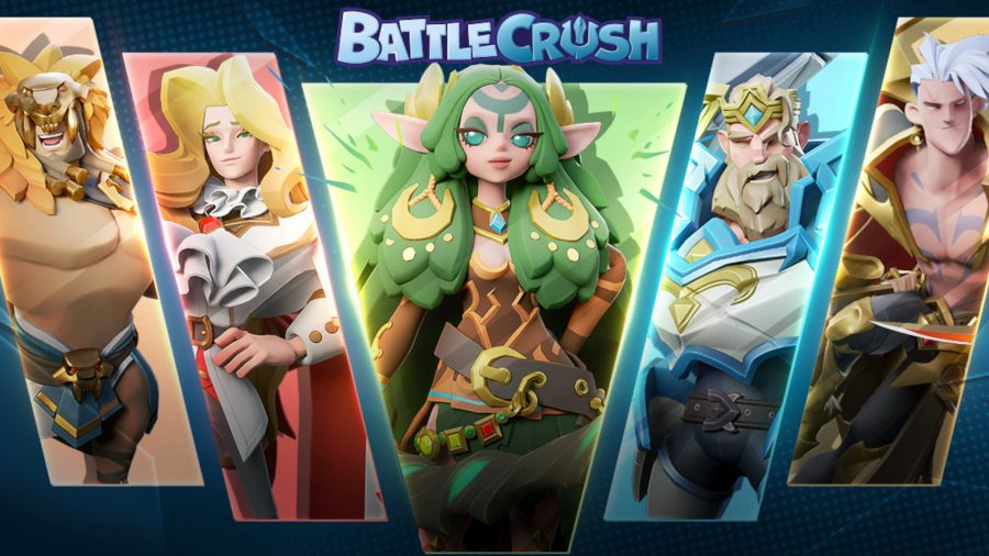 Battle Crush hero image featuring various Calixers including Lancelot and Diana