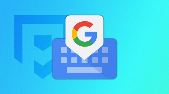 best iPhone keyboard - Gboard - the logo on a blue Pocket Tactic's background