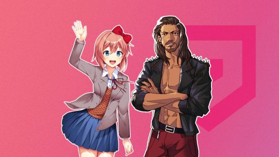 Custom image for dating games guide with characters from Doki Doki Literature Club and Boyfriend Dungeon
