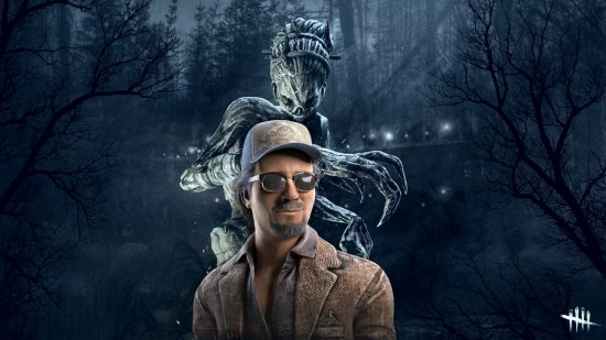 Dead by Daylight Survivor Ace in front of The Hag in the swamp