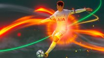 Screenshot of Tottenham Hotspur striker Son winding up a skill shot for EA Sports FC Tactical pre-registration news