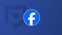 Facebook download icon in front of a medium blue background